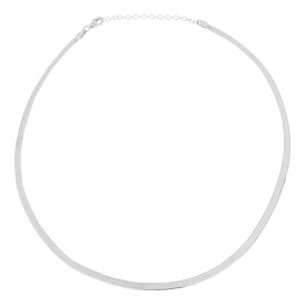Strieborný náhrdelník Flat HERRINGBONE 40+6cm