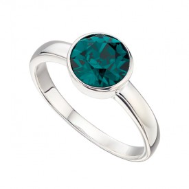 Strieborný prsteň s kameňom narodenia - Máj - smaragd