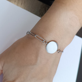 Dámsky oceľový náramok na gravírovanie Disk + SRDCE