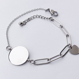 Dámsky oceľový náramok na gravírovanie Disk + SRDCE