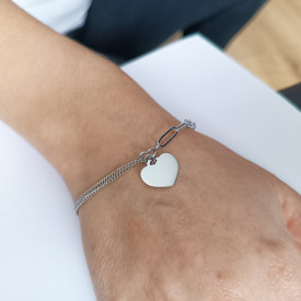 Dámsky oceľový náramok na gravírovanie SRDCE