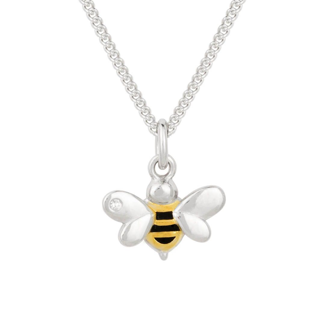 Detský strieborný náhrdelník D for diamond, včielka