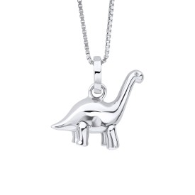 Detský strieborný náhrdelník D for diamond, Brontosaurus