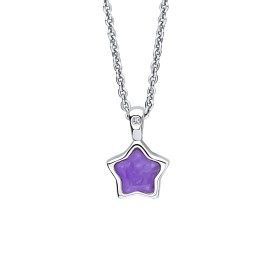 Detský strieborný náhrdelník D for diamond, Február