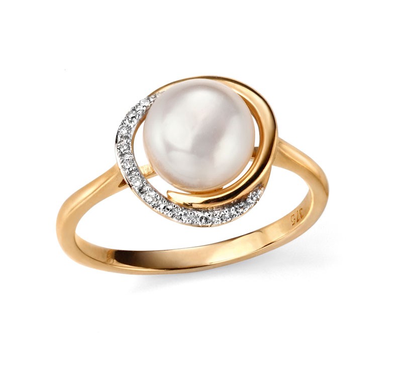 Diamantový prsteň s perlou zn. Elements gold
