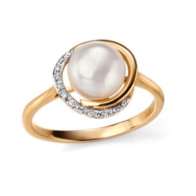 Diamantový prsteň s perlou zn. Elements gold