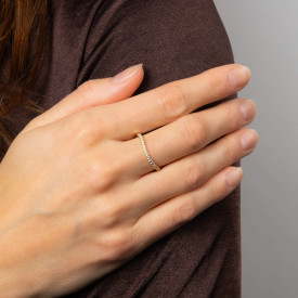 Luxusný strieborný prsteň Wave Cluster gold plated