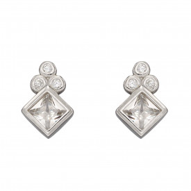 Strieborné náušnice Cubic Zirconia Rhodium plated