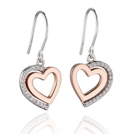 Strieborné náušnice Fiorelli silver two heart