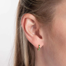 Strieborné náušnice kruhy gold plated Emerald