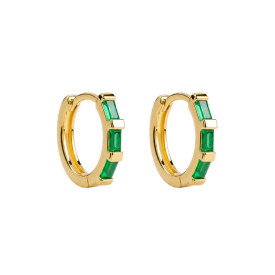 Strieborné náušnice kruhy gold plated Emerald
