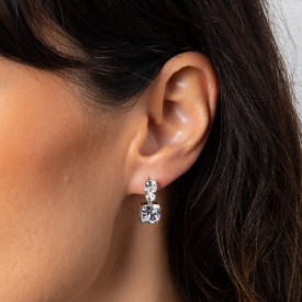 Strieborné náušnice Radiant Oval Drop Diamonfire