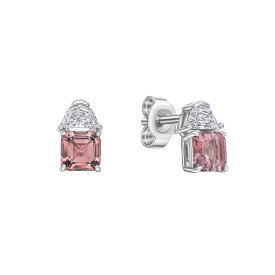 Strieborné náušnice Square Cut Pink Diamonfire