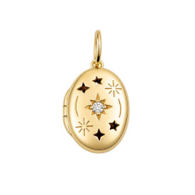 Strieborný medailón Nočná obloha Gold plated