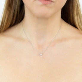 Strieborný náhrdelník Millegrain Edge Cubic Zirconia