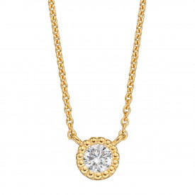 Strieborný náhrdelník Millegrain Edge GOLD Cubic Zirconia