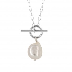 Strieborný náhrdelník Pearl T-Bar