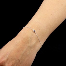 Strieborný náramok s kameňom narodenia Apríl (krištáľ)