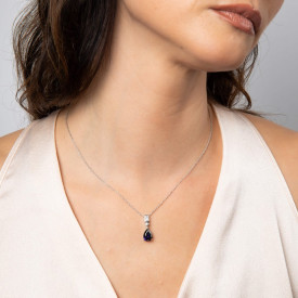 Strieborný prívesok Bezel Teardrop Blue Diamonfire