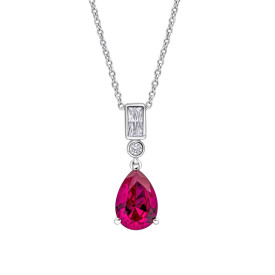 Strieborný prívesok Bezel Teardrop Red Diamonfire