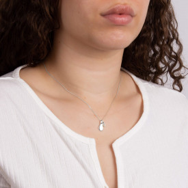 Strieborný náhrdelník s kameňom narodenia  Marec