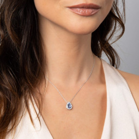 Strieborný prívesok Halo Teardrop Blue Diamonfire