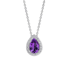 Strieborný prívesok Halo Teardrop Purple Diamonfire