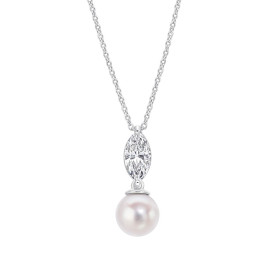 Strieborný prívesok Marquise Pearl Drop Diamonfire