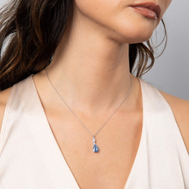 Strieborný prívesok Teardrop Marquise Blue Diamonfire