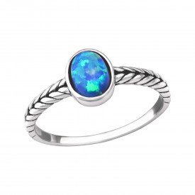 Strieborný prsteň - modrý opál
