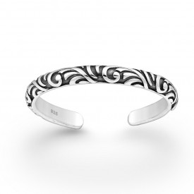 Strieborný prsteň na nohu Swirl