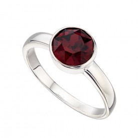 Strieborný prsteň s kameňom narodenia - Január- burgundy červená