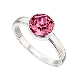 Strieborný prsteň s kameňom narodenia - Október - ružový zirkón