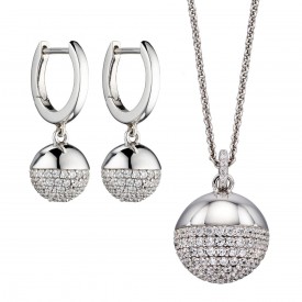 Vianočný set Fiorelli Silver náušnice + náhrdelník CZ