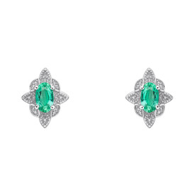 Zlaté náušnice Emerald Art Deco