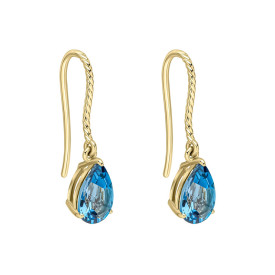 Zlaté náušnice s Topásom London Blue