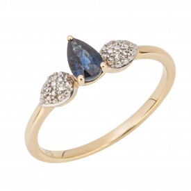 Zlatý prsteň Elements Gold, Zafír + diamant